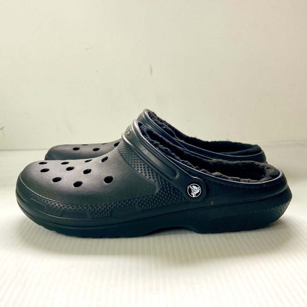 Crocs Classic Black Faux Fur Lined Clogs 203591 Mens 12 - Picture 5 of 10